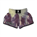 Halloween Zombie Crowd Print Muay Thai Boxing Shorts