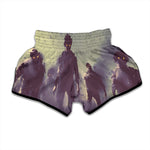 Halloween Zombie Crowd Print Muay Thai Boxing Shorts