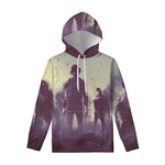 Halloween Zombie Crowd Print Pullover Hoodie