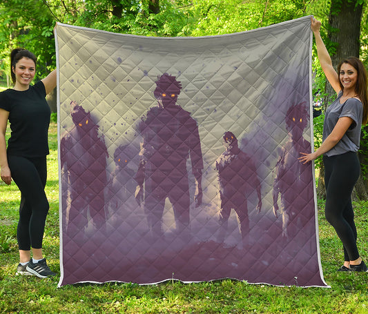 Halloween Zombie Crowd Print Quilt