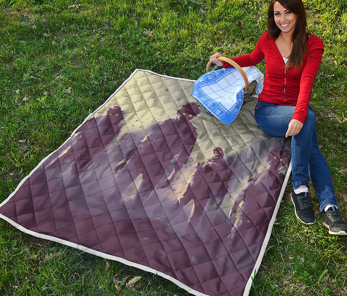 Halloween Zombie Crowd Print Quilt