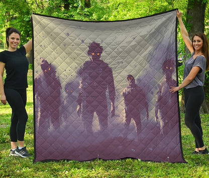 Halloween Zombie Crowd Print Quilt