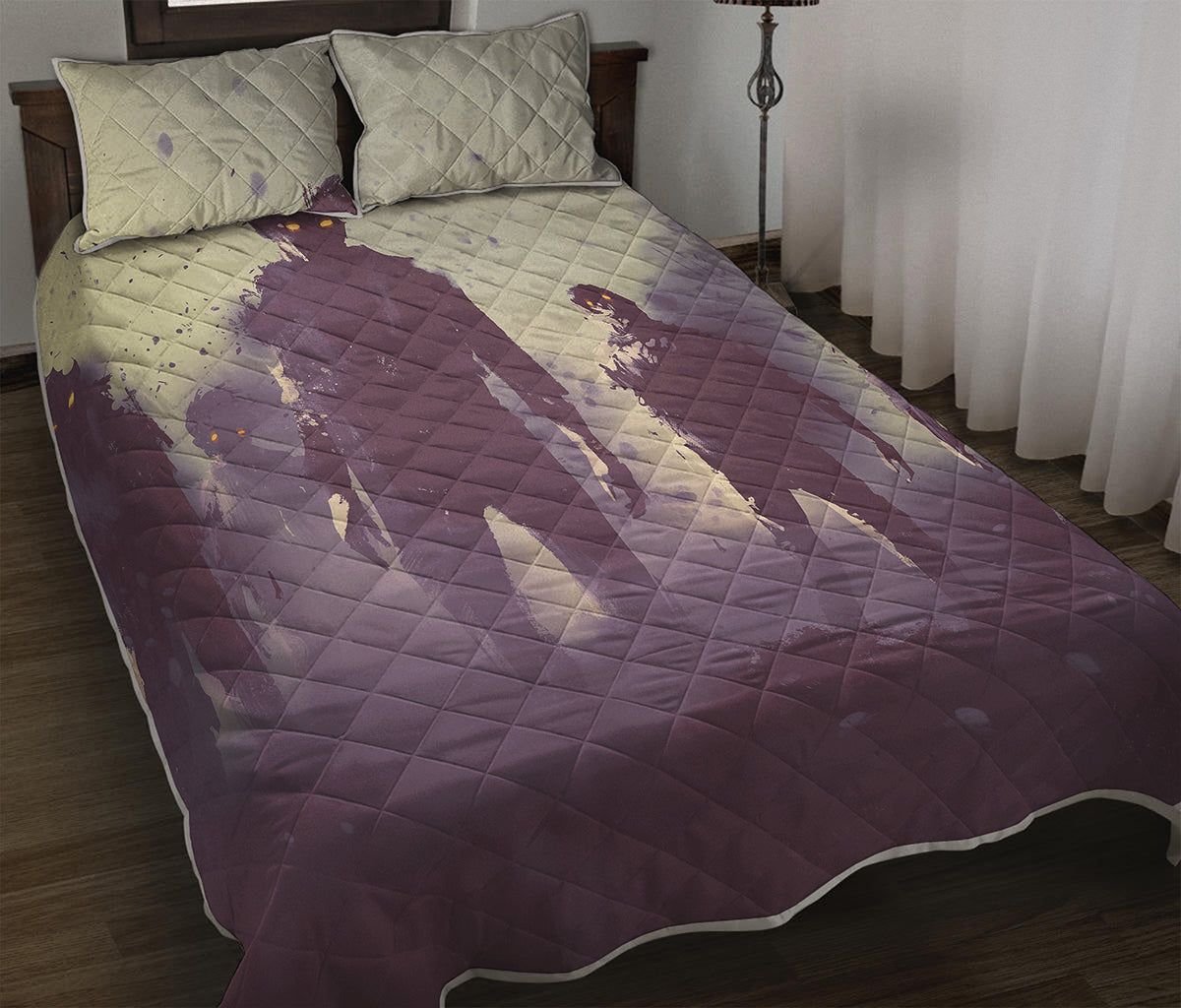 Halloween Zombie Crowd Print Quilt Bed Set