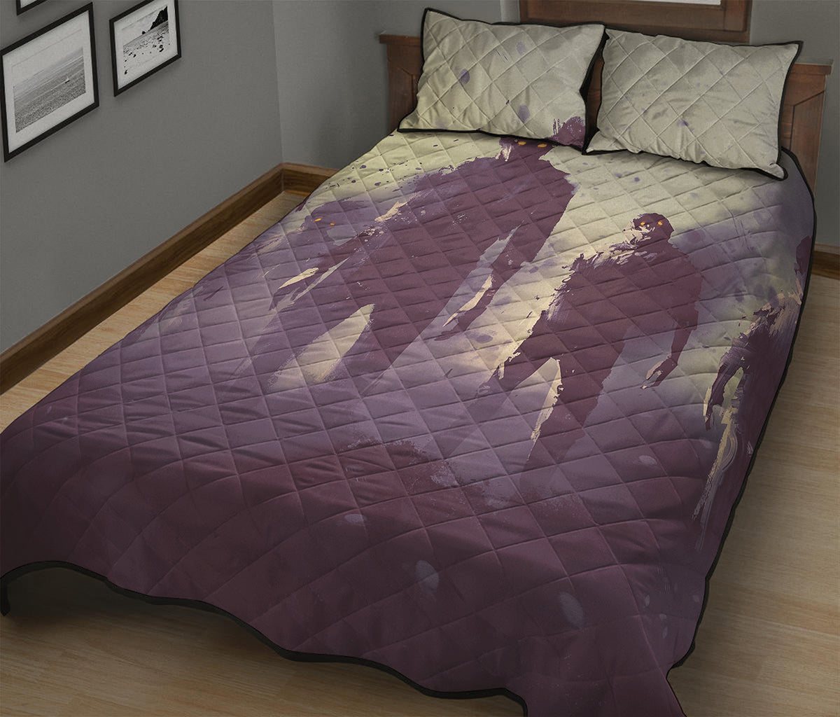 Halloween Zombie Crowd Print Quilt Bed Set