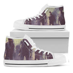 Halloween Zombie Crowd Print White High Top Shoes