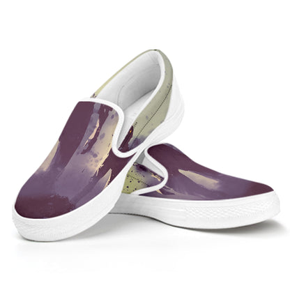 Halloween Zombie Crowd Print White Slip On Shoes