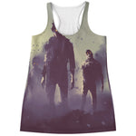 Halloween Zombie Crowd Print Women's Racerback Tank Top