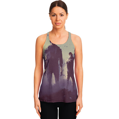 Halloween Zombie Crowd Print Women's Racerback Tank Top