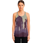 Halloween Zombie Crowd Print Women's Racerback Tank Top