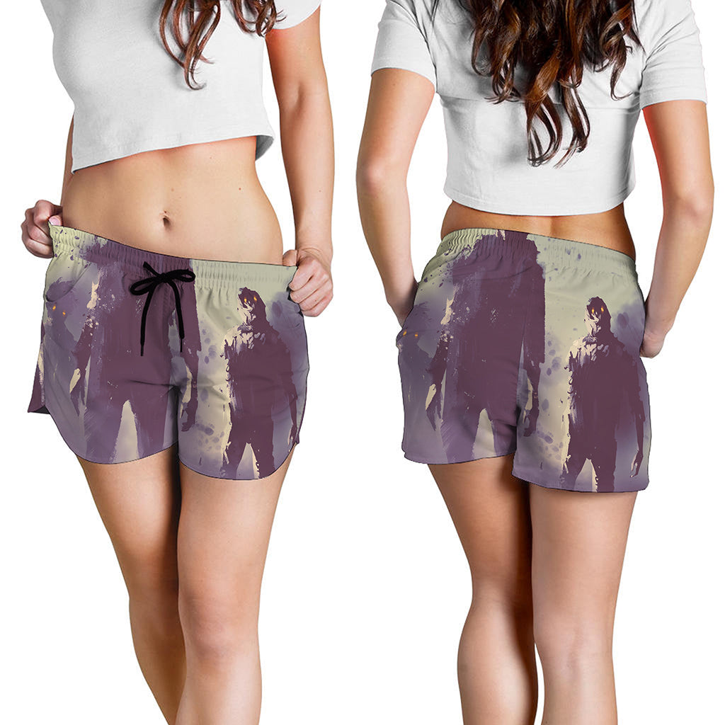 Halloween Zombie Crowd Print Women's Shorts