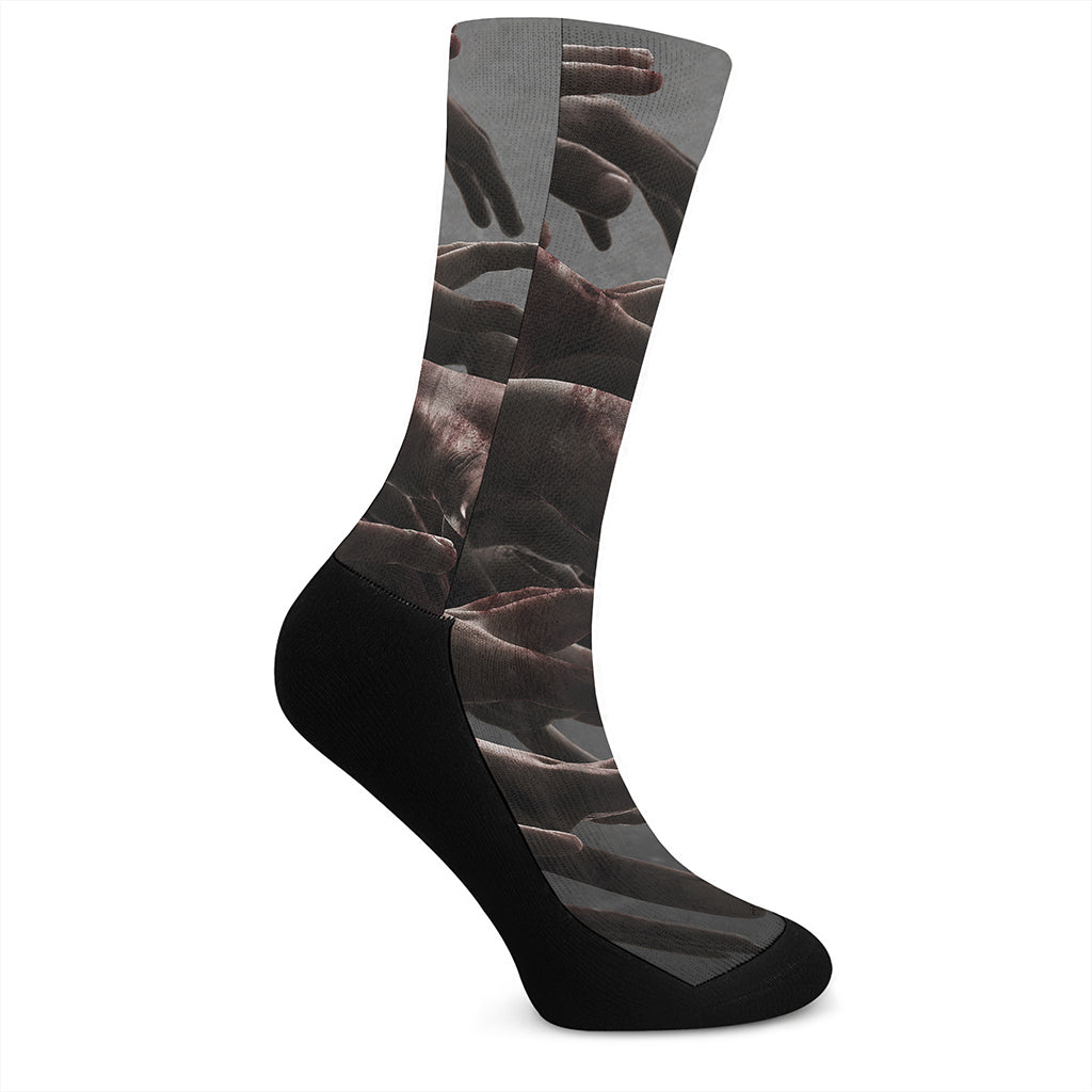 Halloween Zombie Hands Print Crew Socks