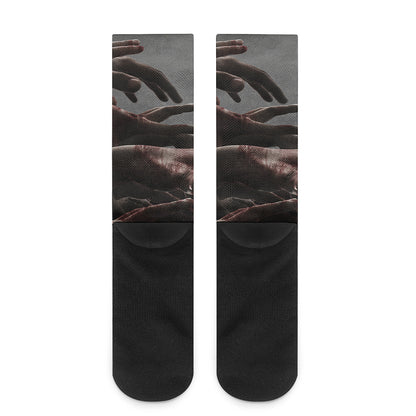 Halloween Zombie Hands Print Crew Socks