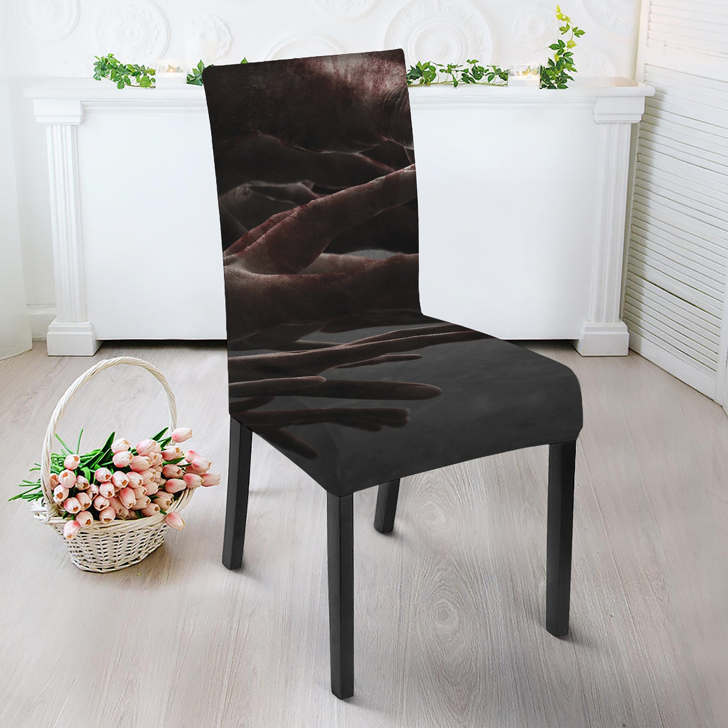 Halloween Zombie Hands Print Dining Chair Slipcover