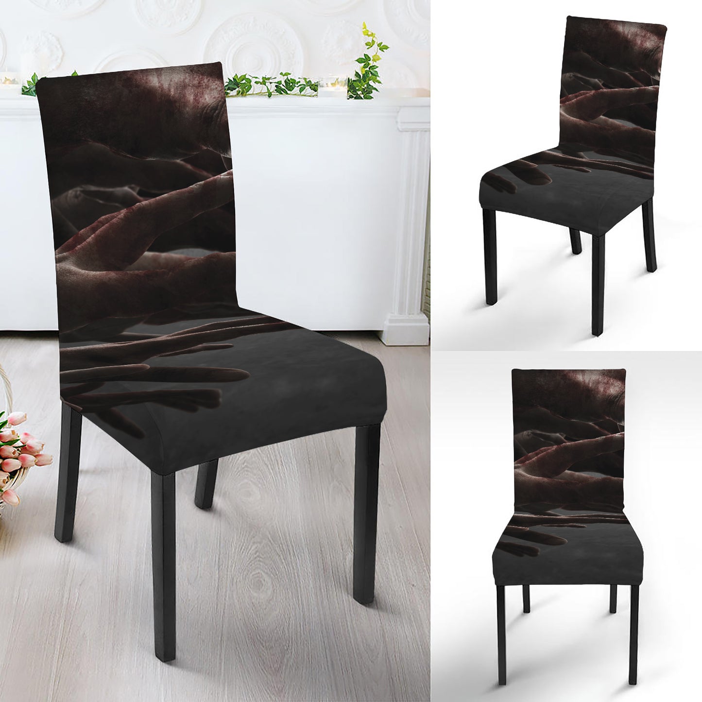 Halloween Zombie Hands Print Dining Chair Slipcover