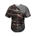 Halloween Zombie Hands Print Men's Baseball Jersey