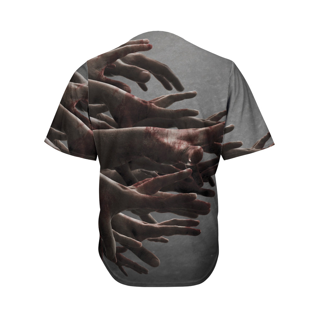 Halloween Zombie Hands Print Men's Baseball Jersey