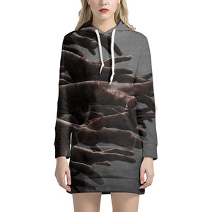 Halloween Zombie Hands Print Pullover Hoodie Dress