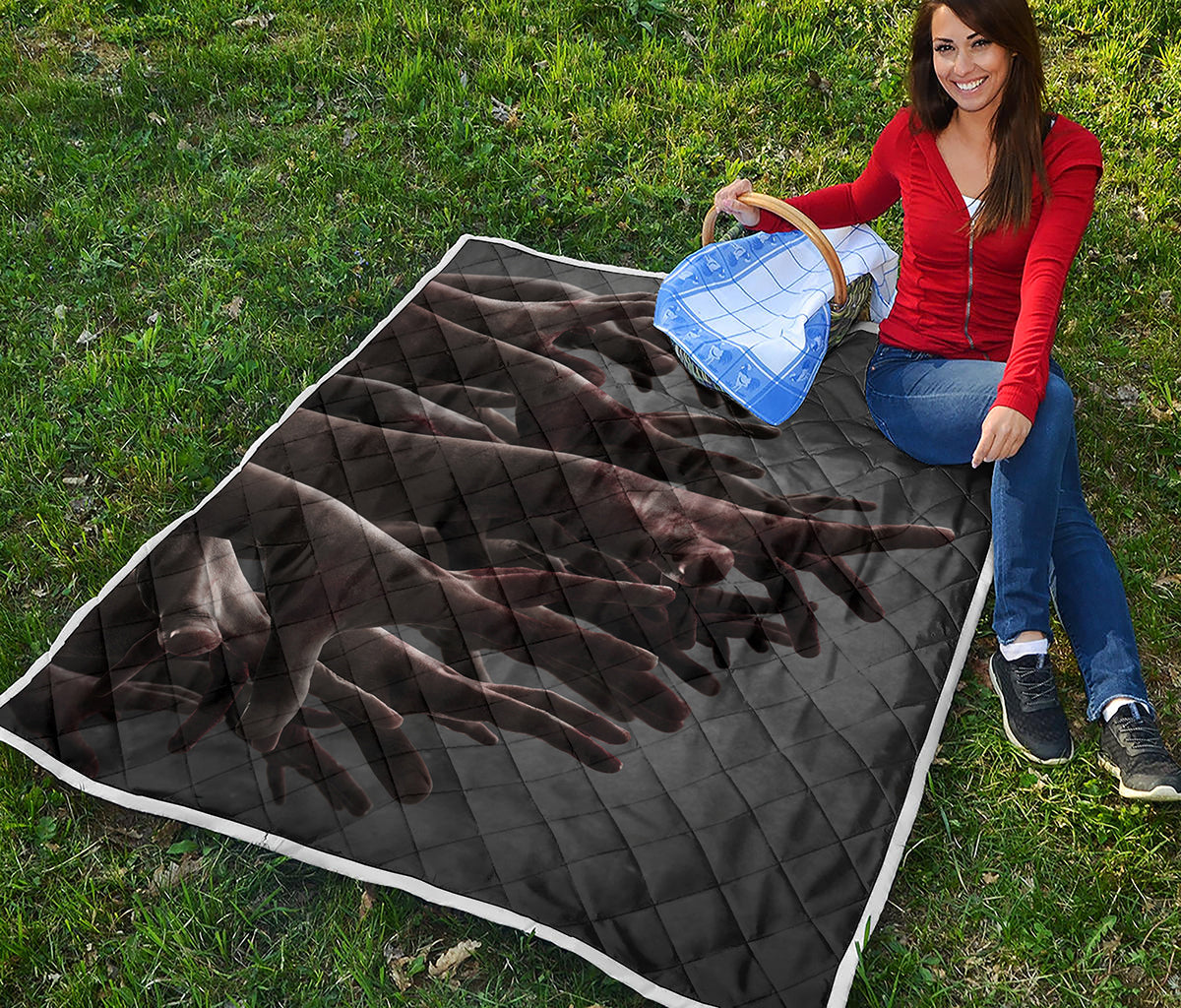 Halloween Zombie Hands Print Quilt