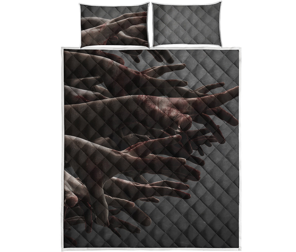 Halloween Zombie Hands Print Quilt Bed Set