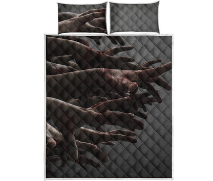 Halloween Zombie Hands Print Quilt Bed Set