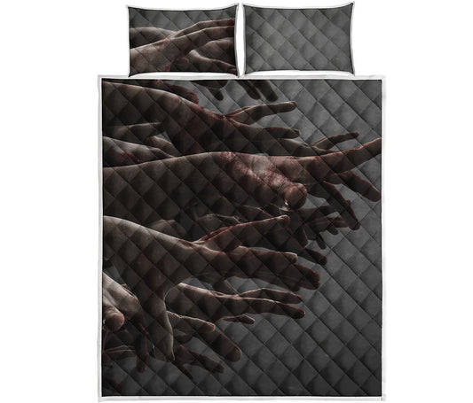 Halloween Zombie Hands Print Quilt Bed Set