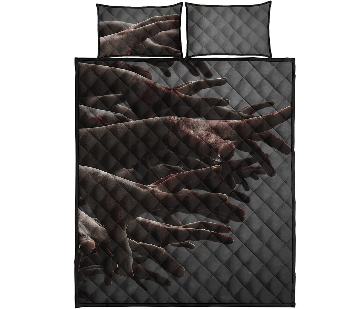 Halloween Zombie Hands Print Quilt Bed Set