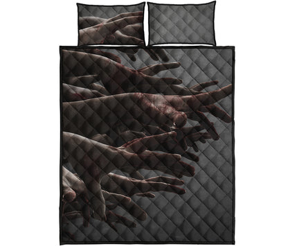 Halloween Zombie Hands Print Quilt Bed Set