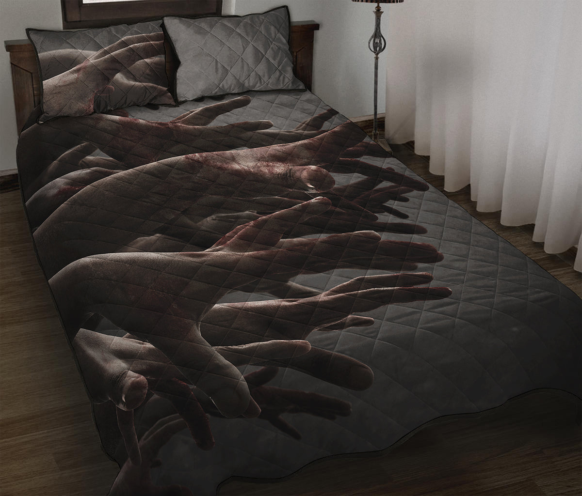 Halloween Zombie Hands Print Quilt Bed Set