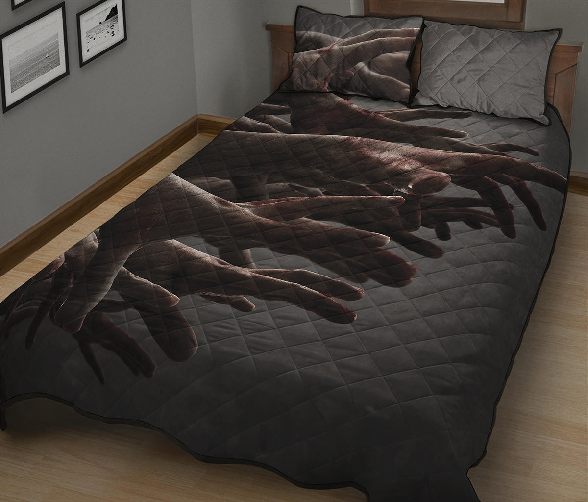 Halloween Zombie Hands Print Quilt Bed Set