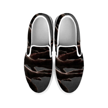 Halloween Zombie Hands Print White Slip On Shoes