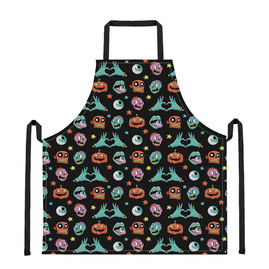 Halloween Zombie Pattern Print Apron