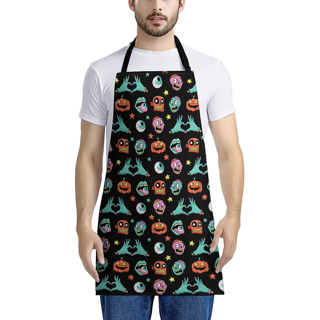 Halloween Zombie Pattern Print Apron