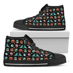 Halloween Zombie Pattern Print Black High Top Shoes