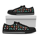 Halloween Zombie Pattern Print Black Low Top Shoes