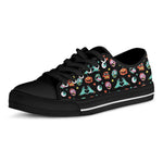 Halloween Zombie Pattern Print Black Low Top Shoes