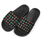 Halloween Zombie Pattern Print Black Slide Sandals