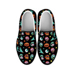 Halloween Zombie Pattern Print Black Slip On Shoes