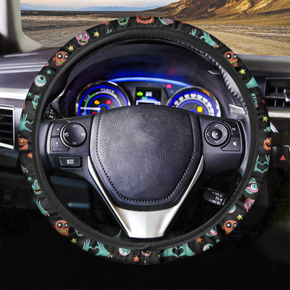 Halloween Zombie Pattern Print Car Steering Wheel Cover