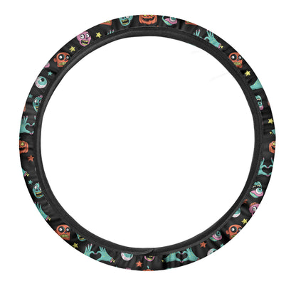 Halloween Zombie Pattern Print Car Steering Wheel Cover