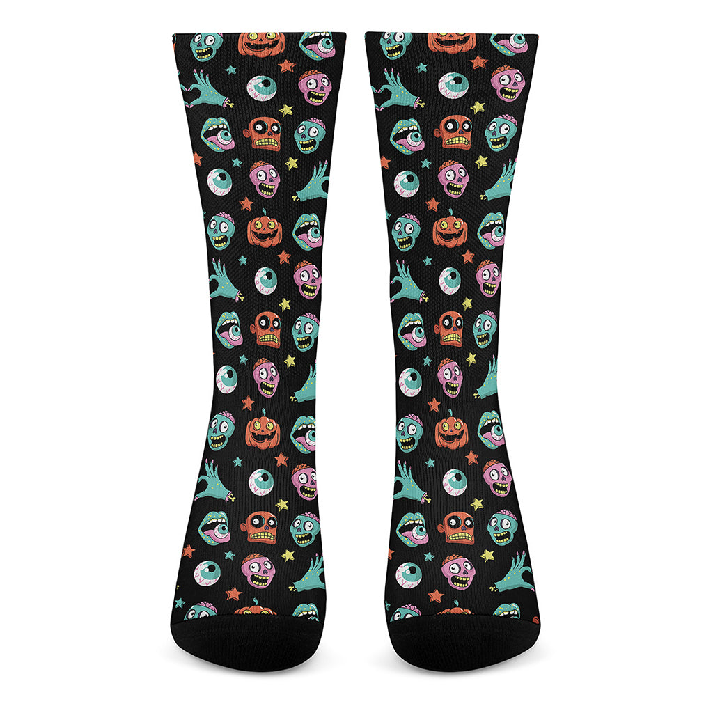Halloween Zombie Pattern Print Crew Socks
