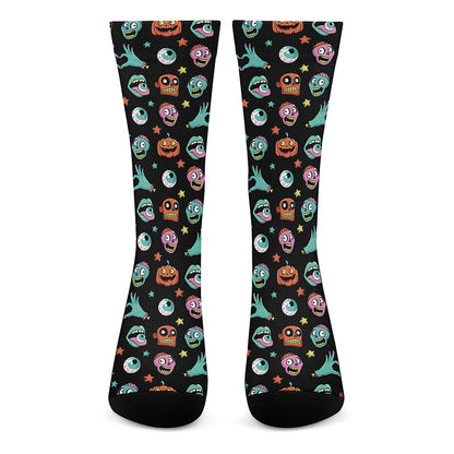 Halloween Zombie Pattern Print Crew Socks