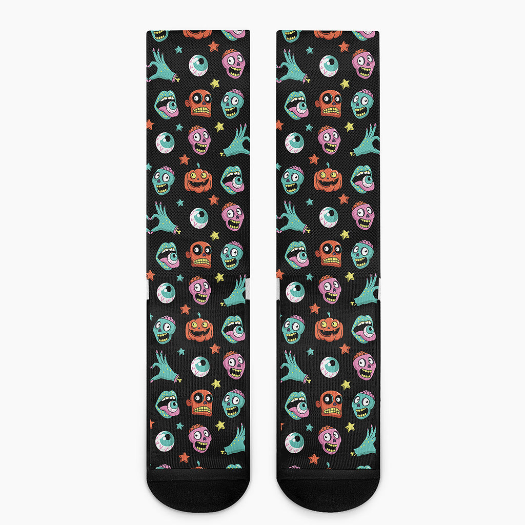 Halloween Zombie Pattern Print Crew Socks