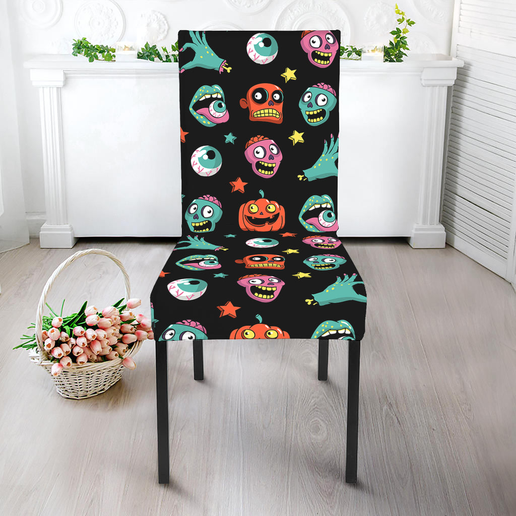 Halloween Zombie Pattern Print Dining Chair Slipcover
