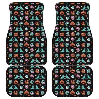 Halloween Zombie Pattern Print Front and Back Car Floor Mats