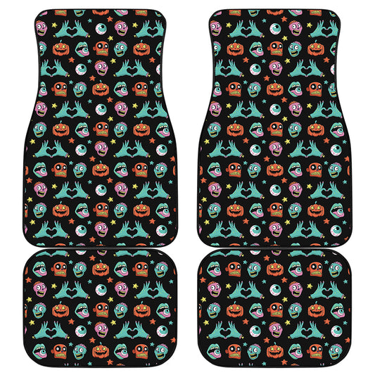Halloween Zombie Pattern Print Front and Back Car Floor Mats