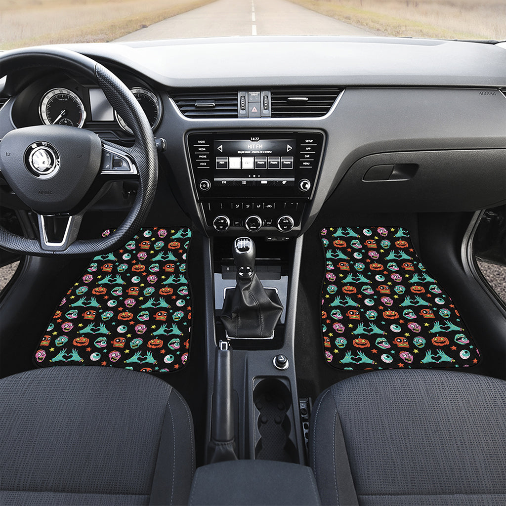Halloween Zombie Pattern Print Front and Back Car Floor Mats