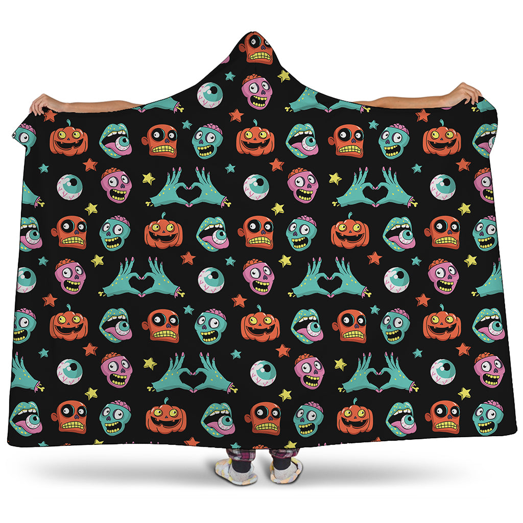 Halloween Zombie Pattern Print Hooded Blanket
