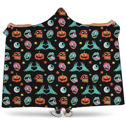 Halloween Zombie Pattern Print Hooded Blanket