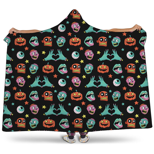 Halloween Zombie Pattern Print Hooded Blanket