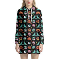Halloween Zombie Pattern Print Pullover Hoodie Dress